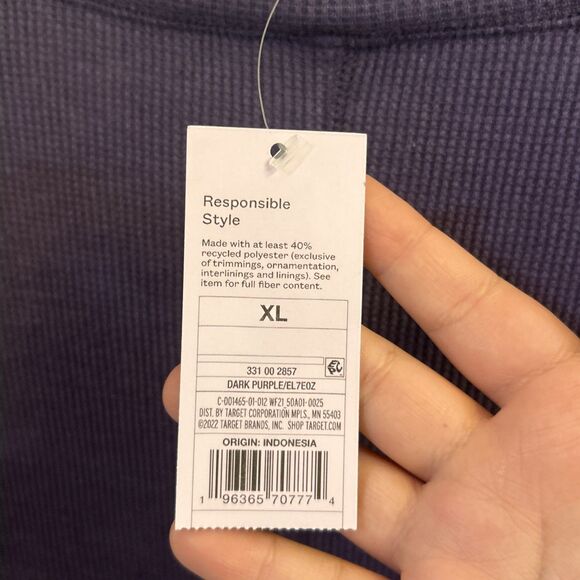 Wild Fable Women’s XL Purple Cropped Waffle Knit Thermal Long Sleeve Top NWT - Picture 5 of 16